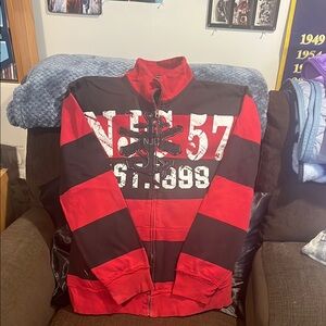 Nautica Retro Red and Black Graphic Men's Jacket
